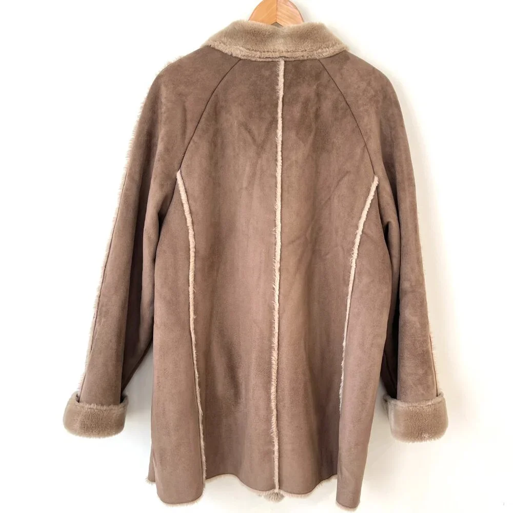 Covington Womens Faux Fur Collar Cuffs Lining Winter Coat Jacket Brown Size 16 - Picture 6 of 11